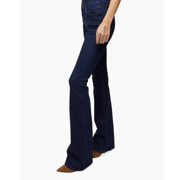 Veronica Beard Dark Wash Braided Waist Flare Jeans size 2 - Picture 2 of 8